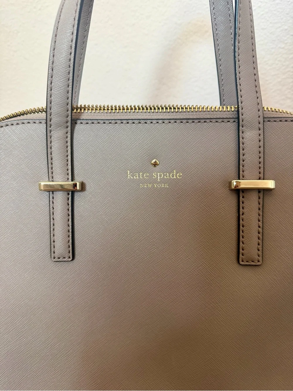 kate spade Mauve Taupe Dome Satchel with Gold Hardware